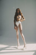 Rajstopy w paski Sablewska Perfect Matt Lines w kolorze białym, rozmiar 2 #extras_white