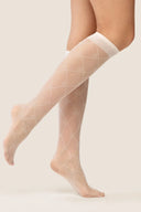 Podkolanówki Gabriella Rima w romby w kolorze cream #extras_cream