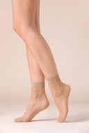 Skarpetki rajstopowe Gabriella Stars w kolorze beżowym z motywem gwiazdek #extras_beige