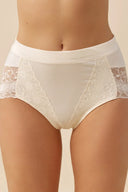 Majtki Gabriella BM046 z koronką i wysokim stanem w kolorze ecru rozmiar M #extras_ecru