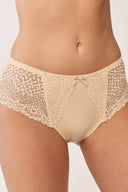 Figi damskie Gabriella BM050 z delikatnym prążkowaniem w kolorze beżowym, rozmiar M #extras_beige
