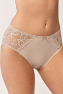 Figi damskie Gabriella BM051 z kwiatową koronką w kolorze latte, rozmiar S/M #extras_latte