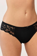 Damskie figi Gabriella BM054 z koronką w kwiatki w kolorze czarnym rozmiar S/M #extras_nero