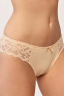 Damskie figi Gabriella BM054 z koronką w kwiatki w kolorze beige rozmiar S/M #extras_beige
