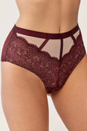Majtki damskie Gabriella BM055 z transparentną koronką w kolorze bordowym, rozmiar S/M #extras_bordo