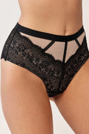 Majtki damskie Gabriella BM055 z transparentną koronką w kolorze czarno-beżowym, rozmiar S/M #extras_nero/beige