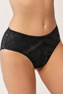 Figi damskie Gabriella BM056 z koronki w roślinny wzór w kolorze czarnym rozmiar S/M #extras_nero
