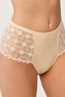 Stringi damskie Gabriella BM058 z koronkowymi wstawkami w kolorze beżowym, rozmiar S/M #extras_beige
