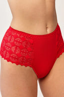 Stringi damskie Gabriella BM058 z koronkowymi wstawkami w kolorze czerwonym, rozmiar S/M #extras_red