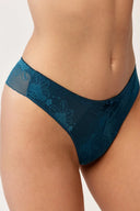 Stringi damskie Gabriella BM059 z siateczkowym wzorem kwiatowym w kolorze ciemnego turkusu rozmiar S #extras_turkus dark