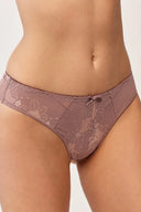 Stringi damskie Gabriella BM059 z siateczkowym wzorem kwiatowym w kolorze ciemnej róży rozmiar S #extras_rose dark
