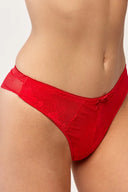 Stringi damskie Gabriella BM059 z siateczkowym wzorem kwiatowym w kolorze czerwonym rozmiar S #extras_red