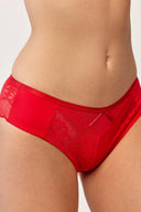 Siateczkowe figi Gabriella BM061 w roślinny wzór w kolorze czerwonym, rozmiar S/M #extras_red