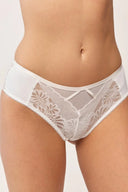 Siateczkowe figi Gabriella BM061 w roślinny wzór w kolorze kremowym, rozmiar S/M #extras_cream