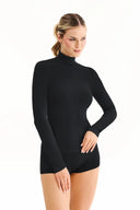 Bezszwowy longsleeve półgolf Gabriella w kolorze czarnym, rozmiar S/M #extras_black