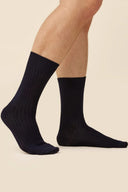 Męskie skarpetki Gabriella SK036 prążkowane z wełną merino w kolorze granat, rozmiar 39/42 #extras_granat