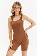 Bezszwowy prążkowany kombinezon damski Rib Gabriella w kolorze mocca, rozmiar S/M #extras_mocca