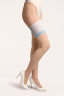 Pończochy samonośne Katherine Gabriella natural z niebieskim i champagne detalem rozmiar 1/2 #extras_natural/blue/champagne