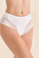 Eleganckie majtki damskie Gabriella BM027 z siateczkowym dzianem w kolorze białym, rozmiar S/M #extras_bianco