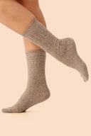 Długie skarpetki wełniane Gabriella SW054 w kolorze beige melange, rozmiar 35/38 #extras_beige melange