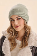 Czapka damska Gabriella Alana Basic beanie z prążkowanym wywinięciem w kolorze sage green #extras_sage green