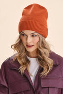 Czapka damska Gabriella Alana Basic beanie z prążkowanym wywinięciem w kolorze ginger #extras_ginger