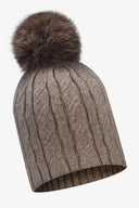 Czapka zimowa z pomponem Libra w swetrowy wzór w kolorze beige melange #extras_beige melange