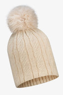 Czapka zimowa z pomponem Libra w swetrowy wzór w kolorze latte #extras_latte