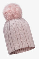 Czapka zimowa z pomponem Libra w swetrowy wzór w kolorze rose powder #extras_rose powder