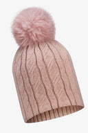 Czapka zimowa z pomponem Libra w swetrowy wzór w kolorze rose gold #extras_rose gold
