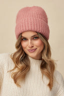 Czapka Lumi Gabriella z prążkowanej dzianiny w kolorze rose #extras_rose
