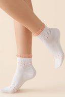 Skarpetki bawełniane Gabriella SD/002 w kropki w kolorze bianco/coral, rozmiar 35/38 #extras_bianco/coral