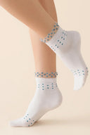 Skarpetki bawełniane Gabriella SD/002 w kropki w kolorze bianco/blue, rozmiar 35/38 #extras_bianco/blue