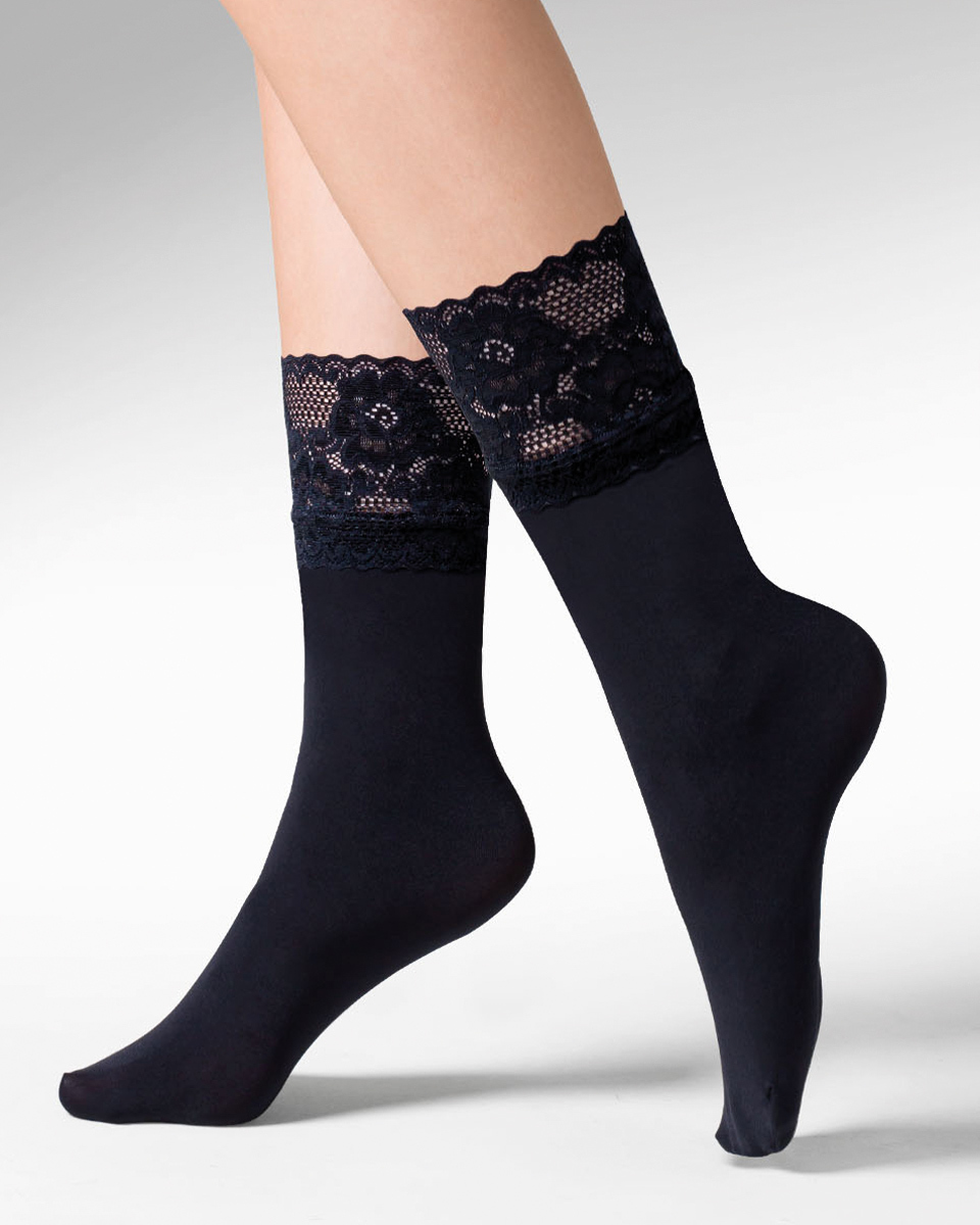 Skarpetki z mikrofibry z koronką Nina