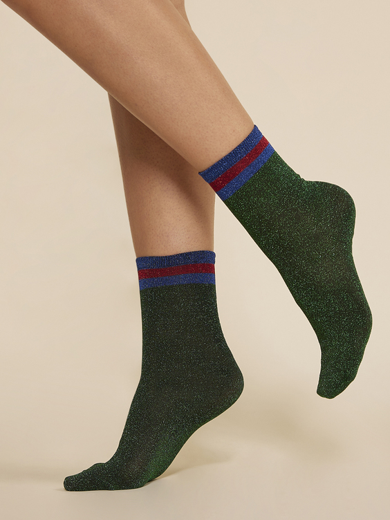 Socks - Gabriella - Shiny socks with decorative welt SW006 