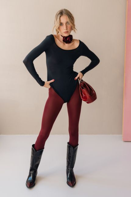 bordowe rajstopy klasyczne